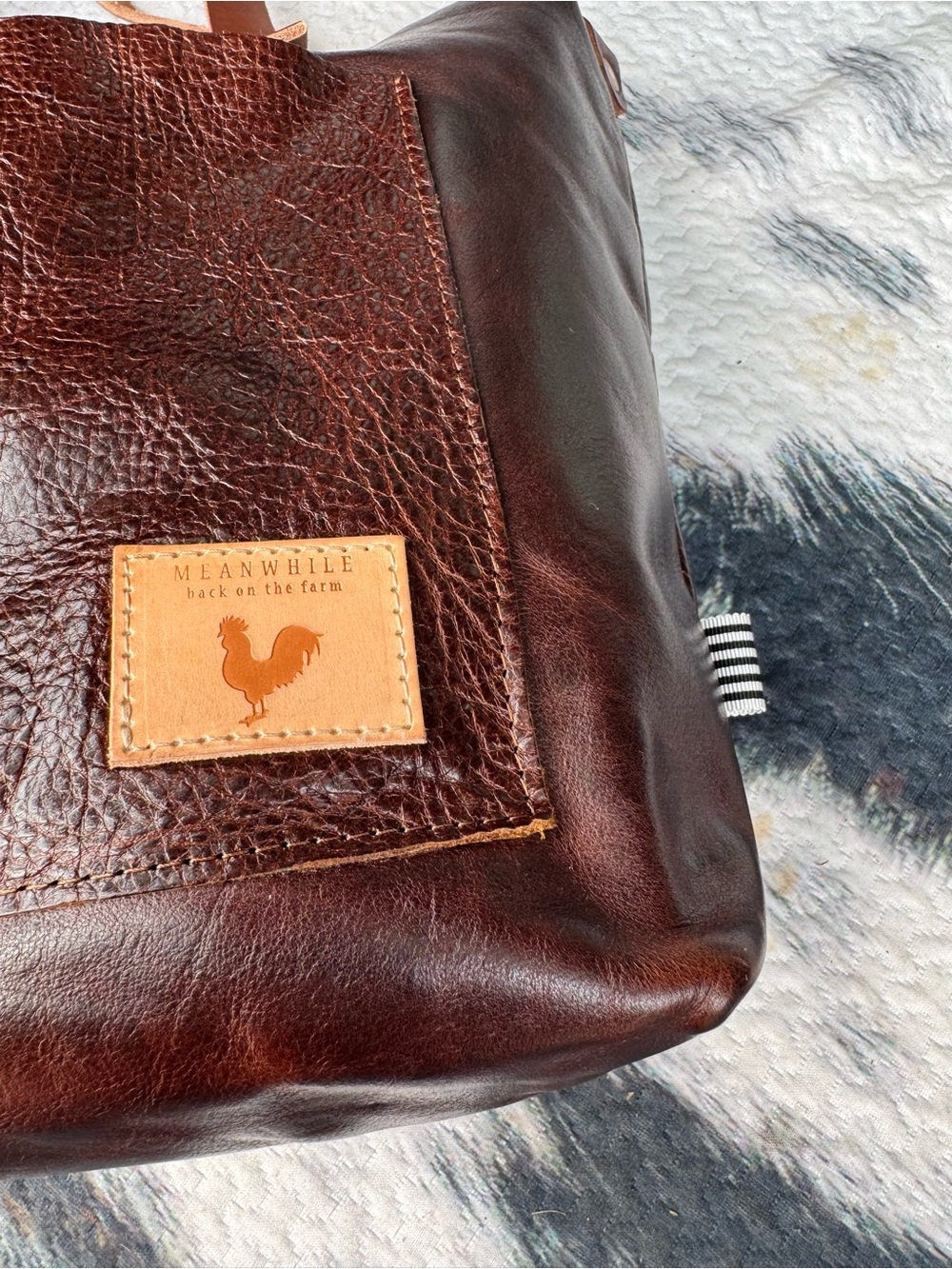 Meanwhile back on the farm Mocha Tuscan Leather Signature Tote - Picture 8 of 9